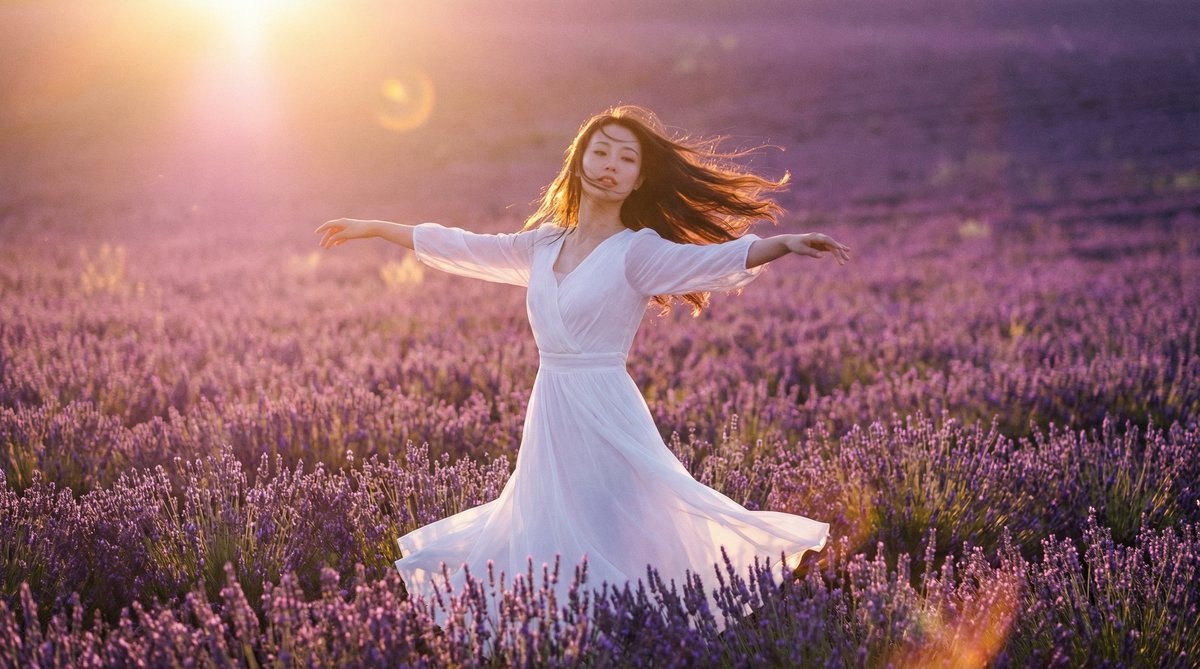 女神视频薰衣草花海视频拍摄